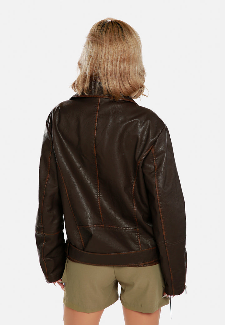 oversized biker jacket by ruw#color_brown