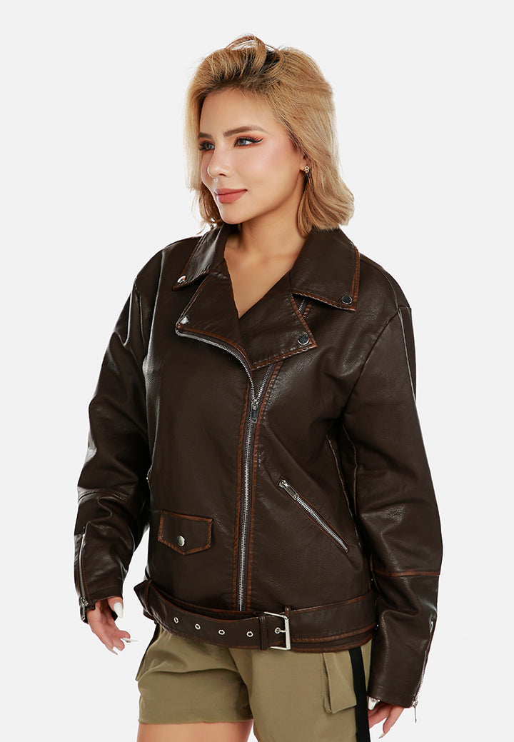 oversized biker jacket by ruw#color_brown