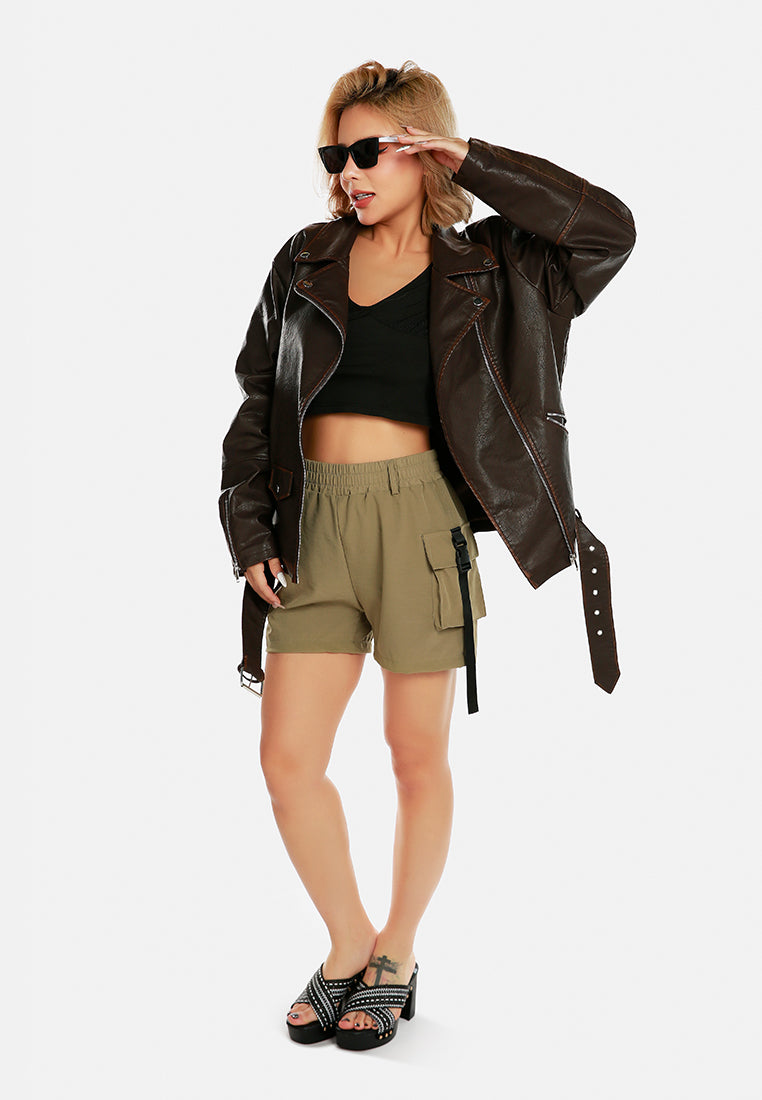 oversized biker jacket by ruw#color_brown