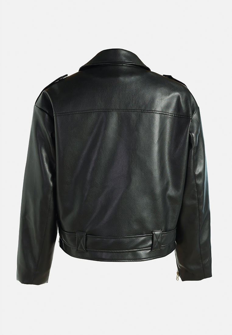 belted biker jacket by ruw#color_black