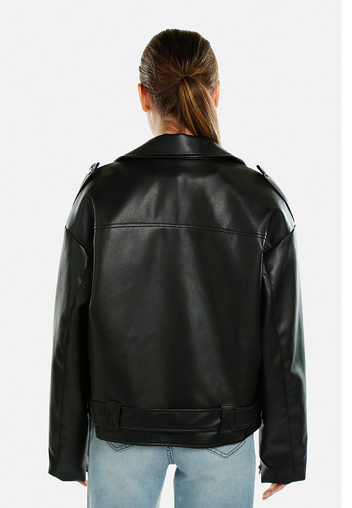 belted biker jacket by ruw#color_black