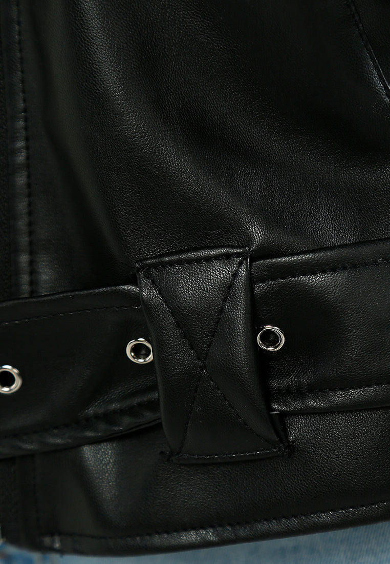 belted biker jacket by ruw#color_black