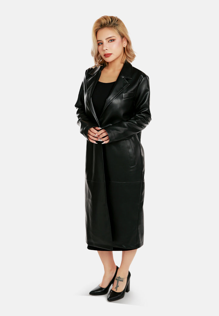 faux leather long coat by ruw#color_black