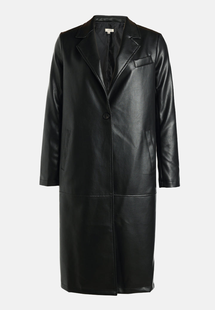 faux leather long coat by ruw#color_black