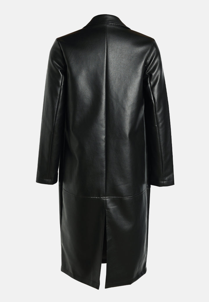 faux leather long coat by ruw#color_black