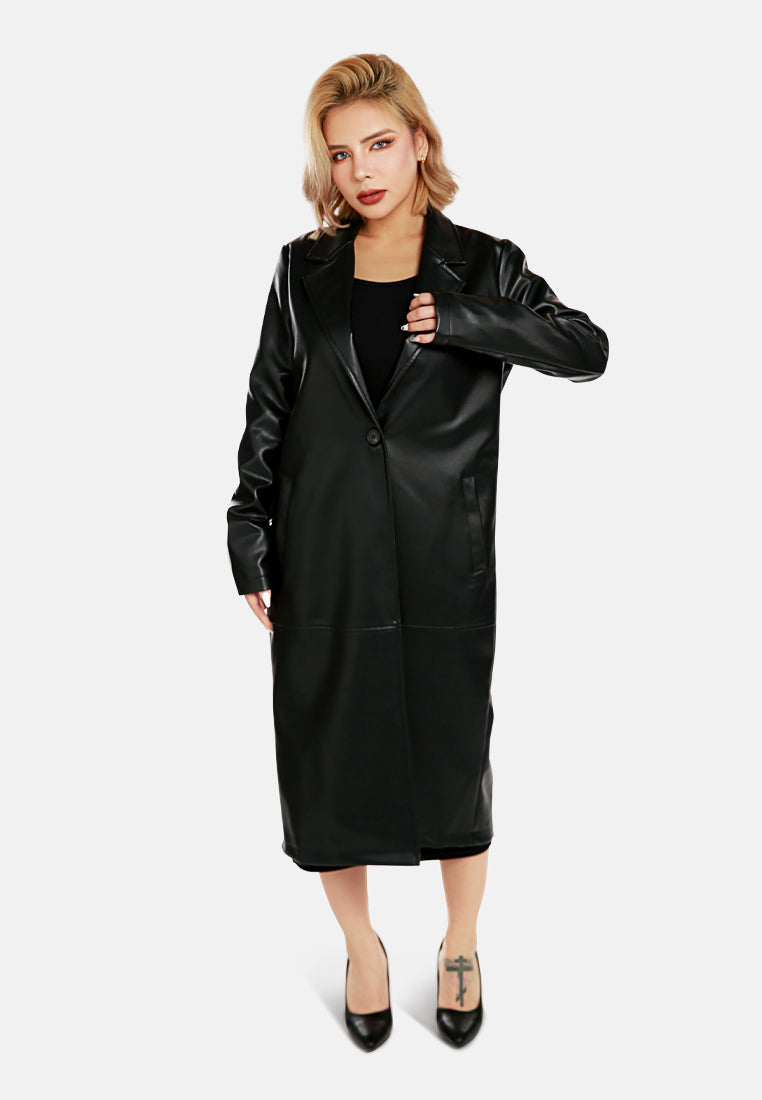 faux leather long coat by ruw#color_black