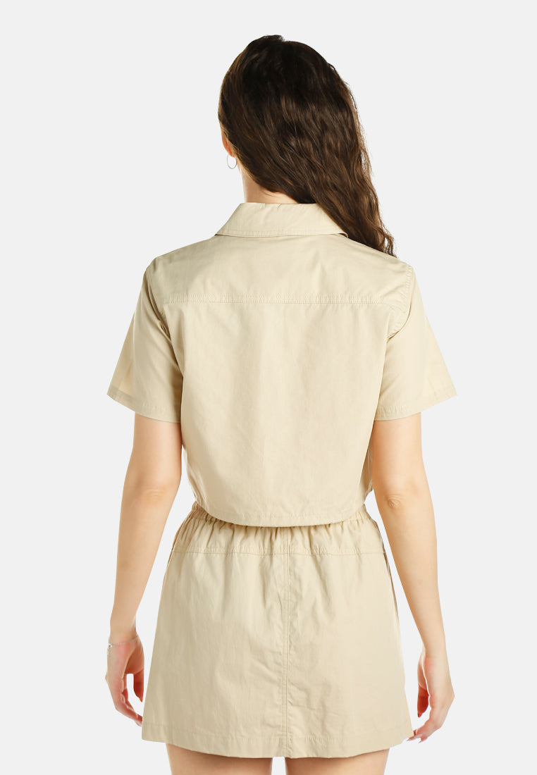 flap pocket poplin cargo jacket by ruw#color_lrish-cream