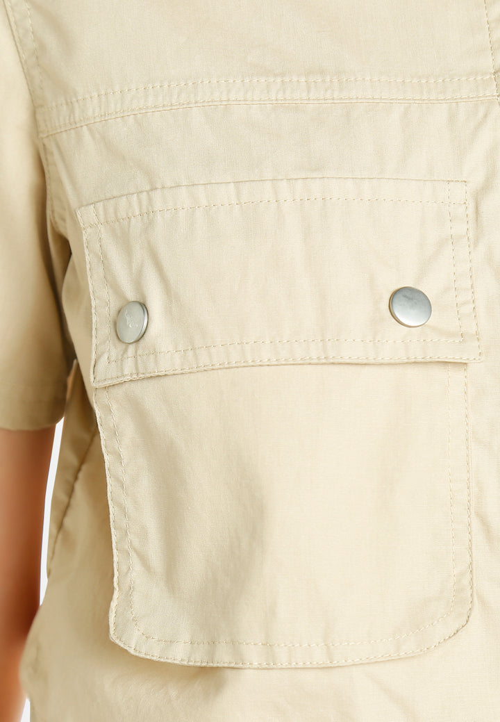 flap pocket poplin cargo jacket by ruw#color_lrish-cream