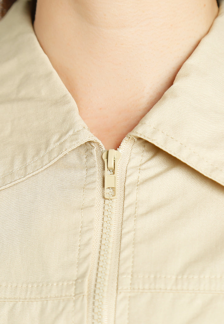 flap pocket poplin cargo jacket by ruw#color_lrish-cream