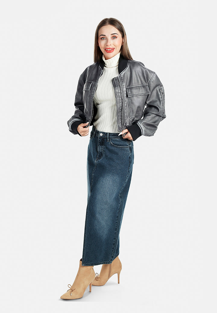 full-sleeved flap pockets jacket by ruw#color_charcoal