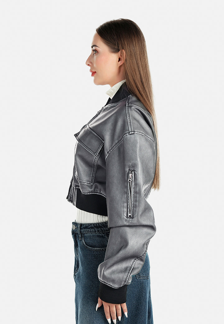 full-sleeved flap pockets jacket by ruw#color_charcoal