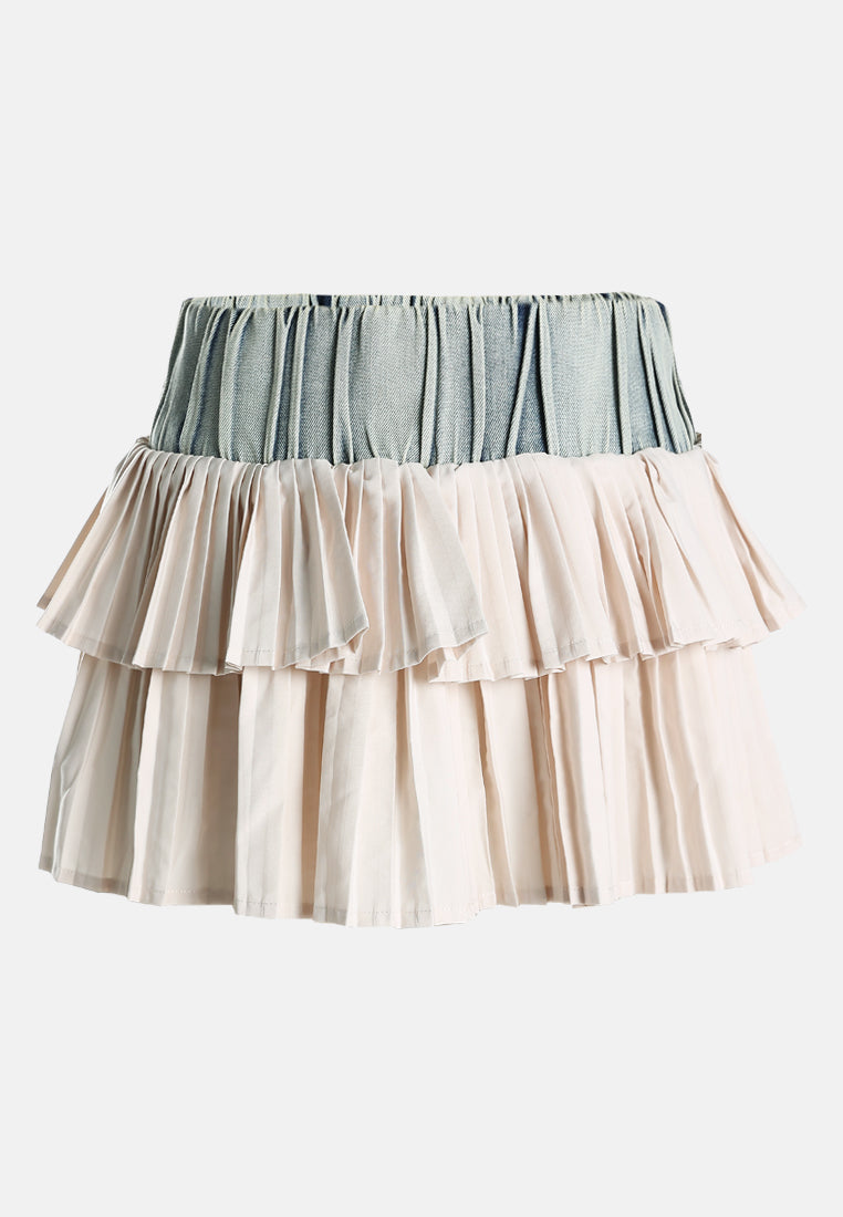 ruffle two-tone mini skirt by ruw#color_blue