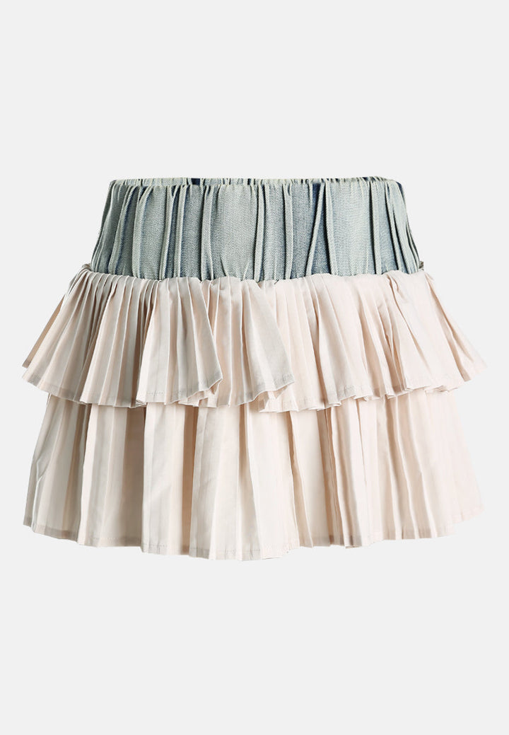 ruffle two-tone mini skirt by ruw#color_blue