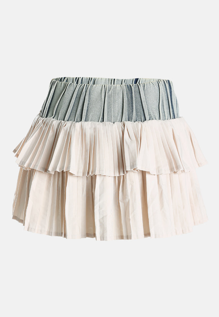 ruffle two-tone mini skirt by ruw#color_blue