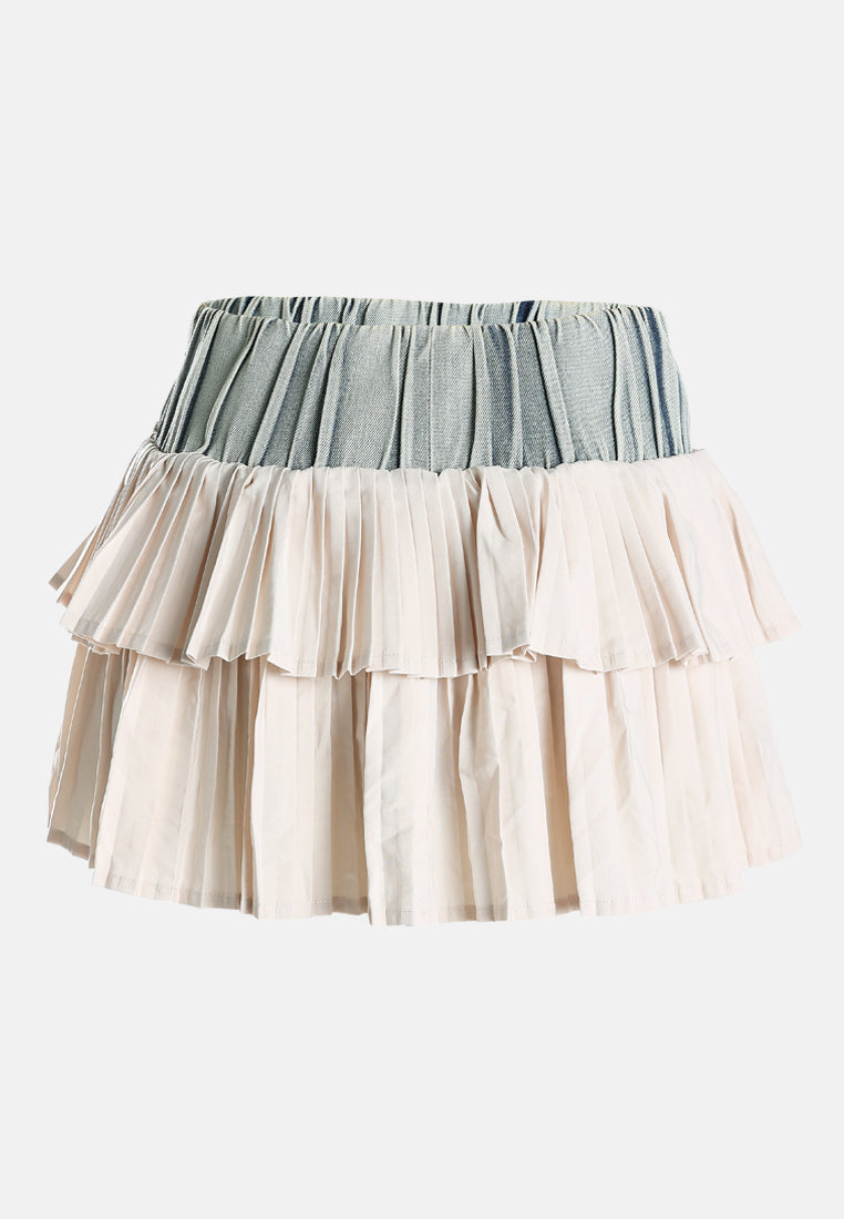 ruffle two-tone mini skirt by ruw#color_blue