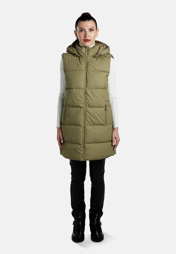 hooded sleeveless vest jumper by ruw#color_soft-olive