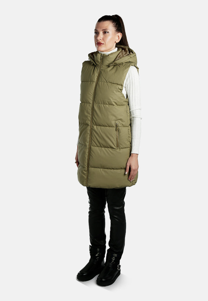 hooded sleeveless vest jumper by ruw#color_soft-olive