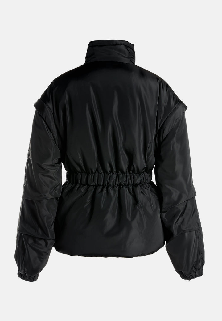 cinched waist puffer jacket by ruw#color_black