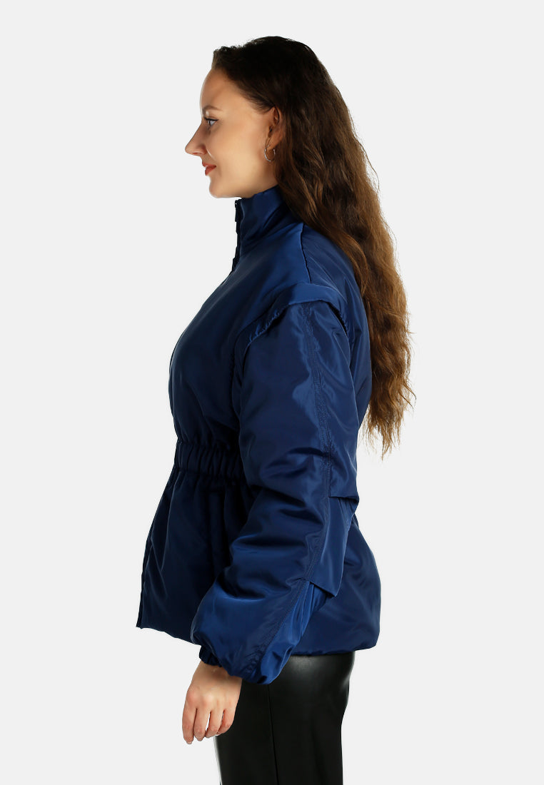 cinched waist puffer jacket by ruw#color_navy