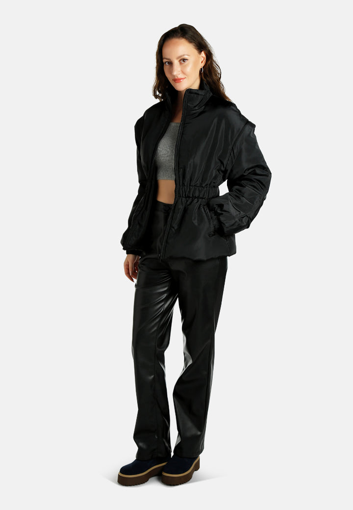 cinched waist puffer jacket by ruw#color_black