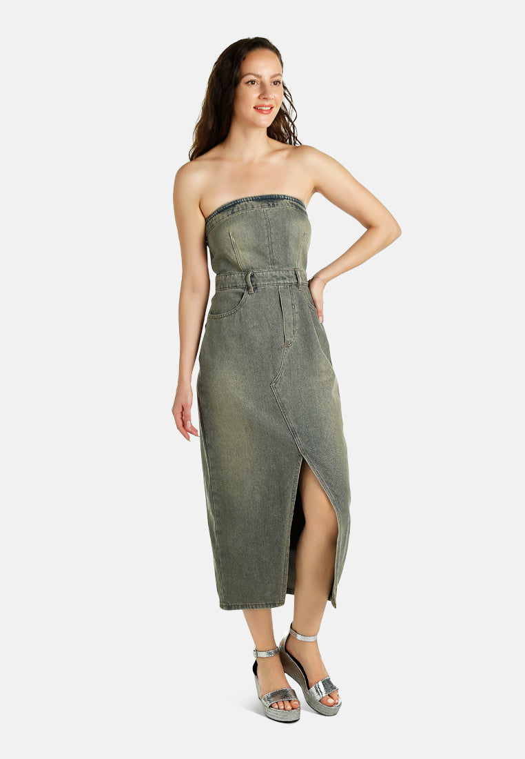 vintage wash strapless midi dress by ruw#color_vintage-wash