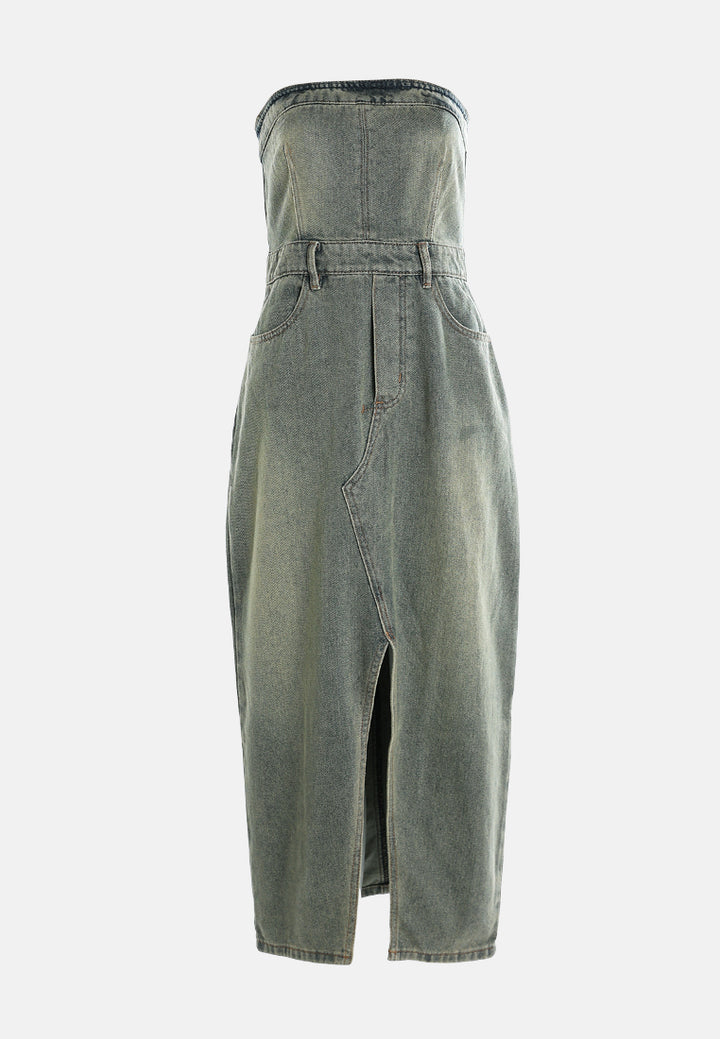 vintage wash strapless midi dress by ruw#color_vintage-wash