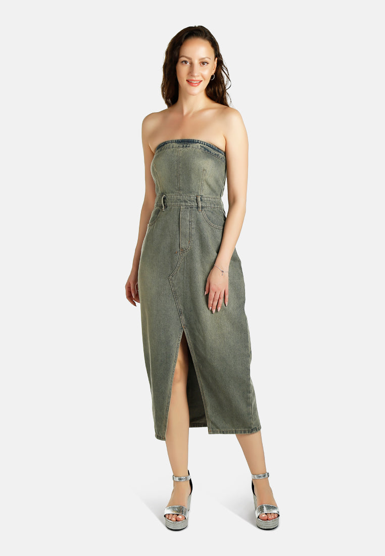 vintage wash strapless midi dress by ruw#color_vintage-wash