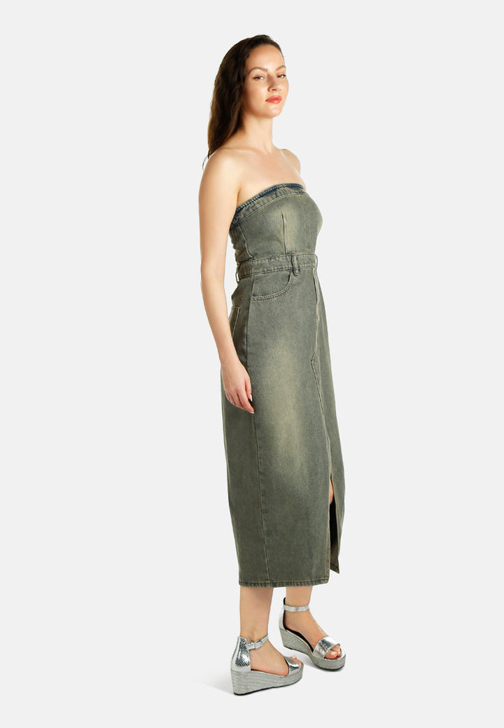 vintage wash strapless midi dress by ruw#color_vintage-wash