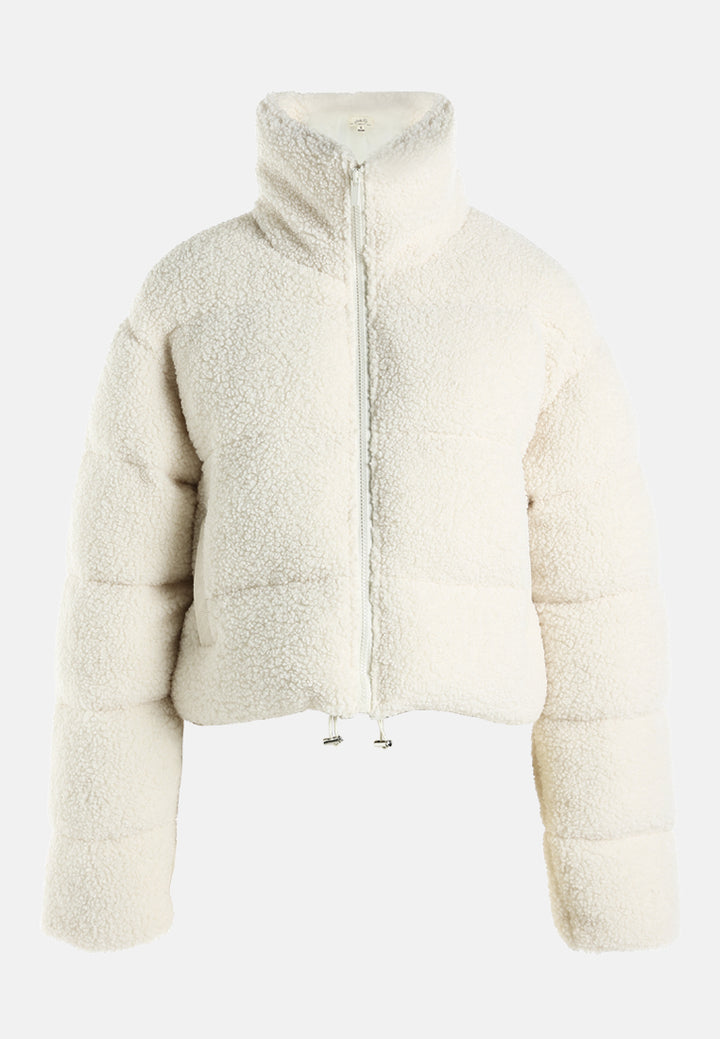 faux shearling puffer jacket by ruw#color_cream
