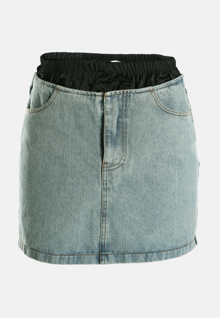elasticated waistband layered mini skirt by ruw#color_vintage
