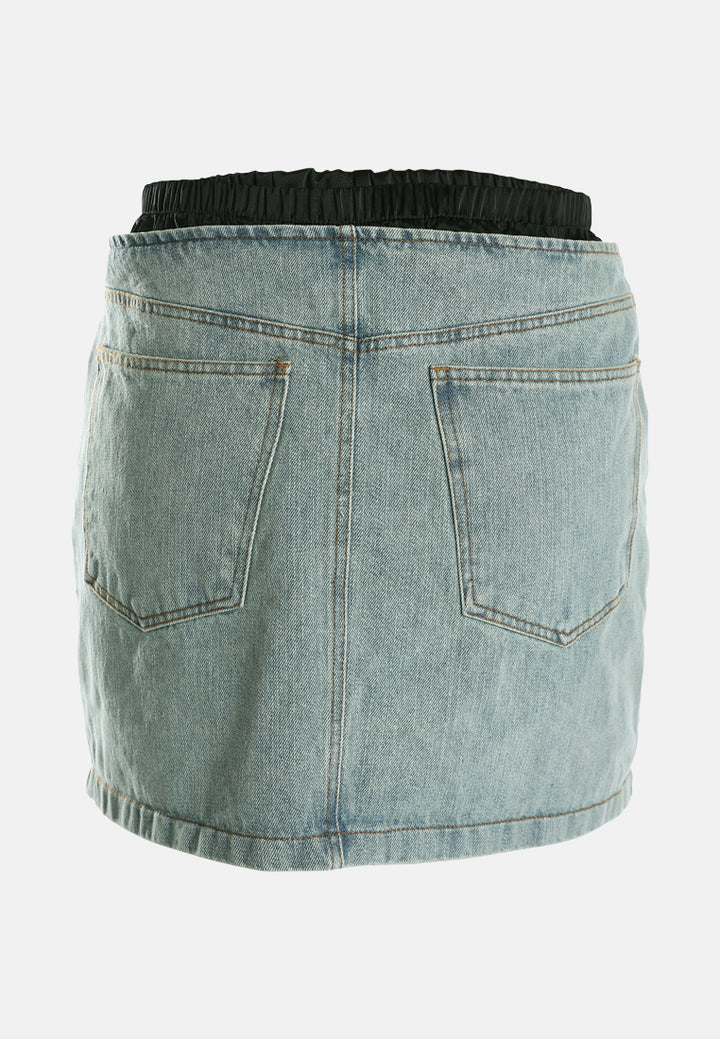 elasticated waistband layered mini skirt by ruw#color_vintage