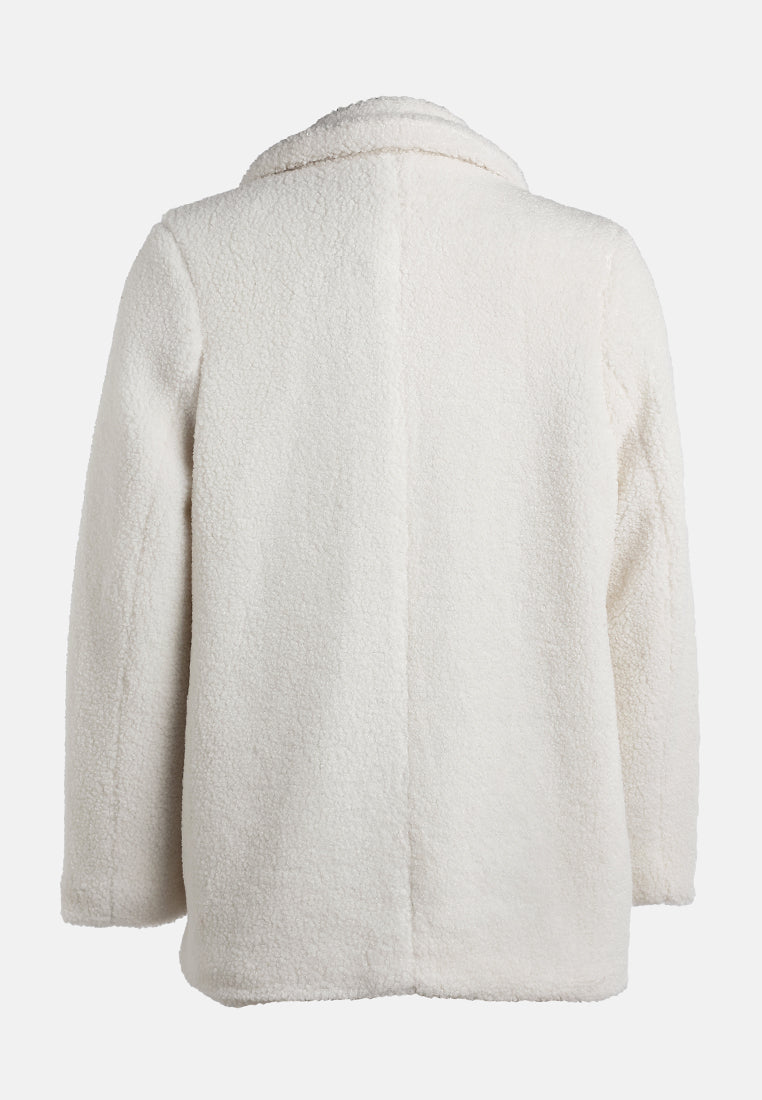 faux fur teddy oversized jacket in ecru by ruw#color_ecru