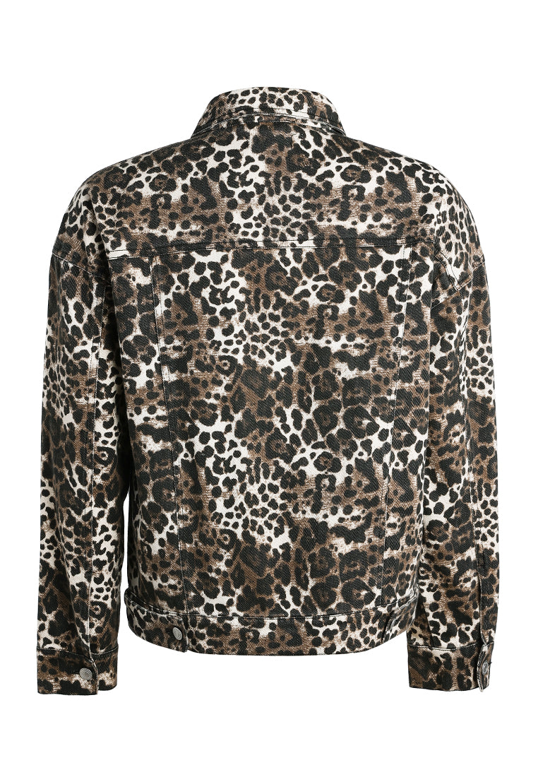 button up denim jacket by ruw#color_leopard-print