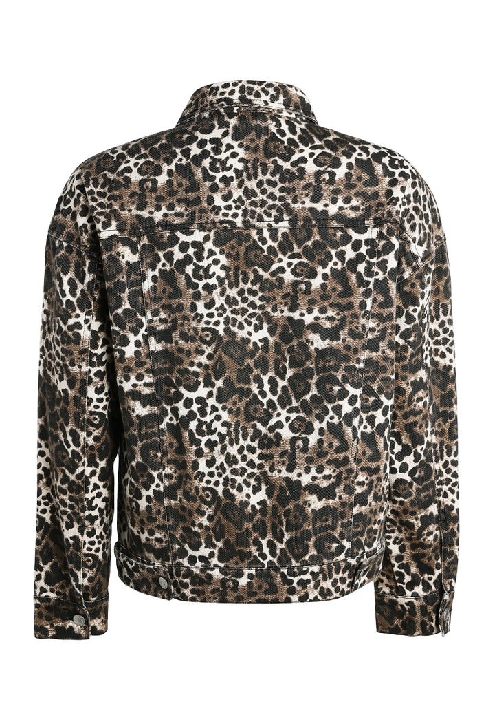 button up denim jacket by ruw#color_leopard-print