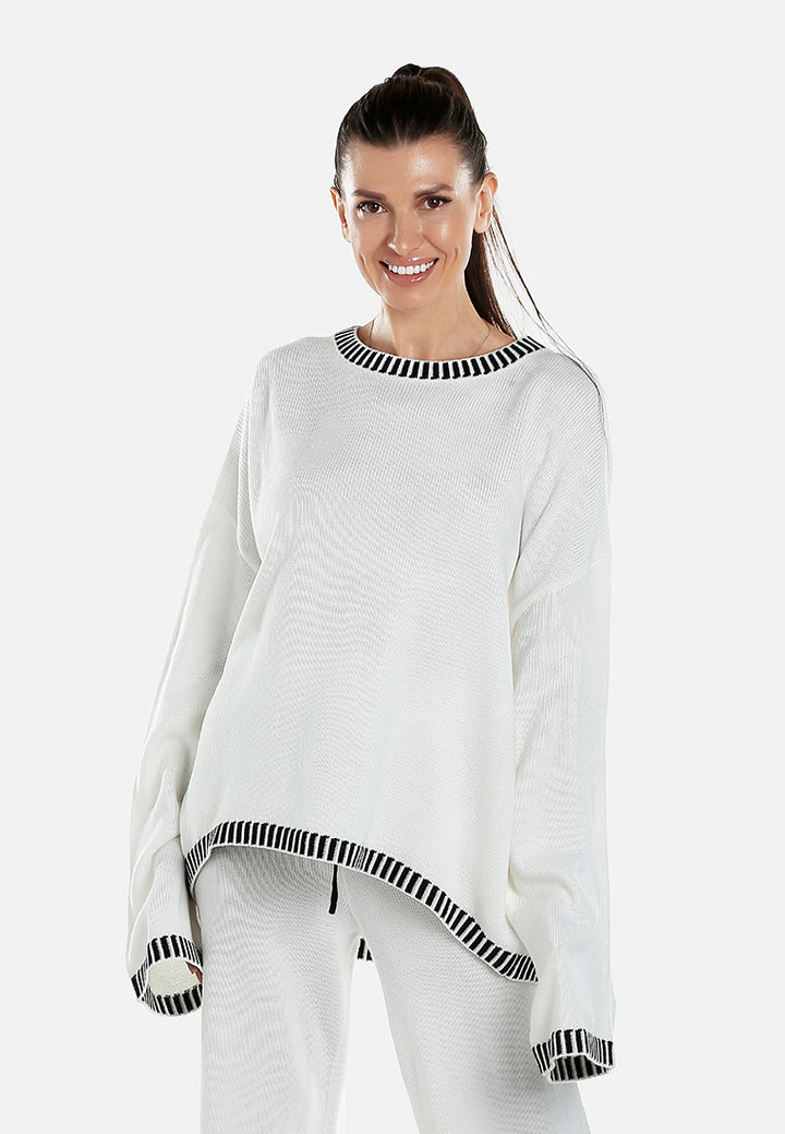 contrast stitch detail knit sweater jumper in by ruw#color_cream