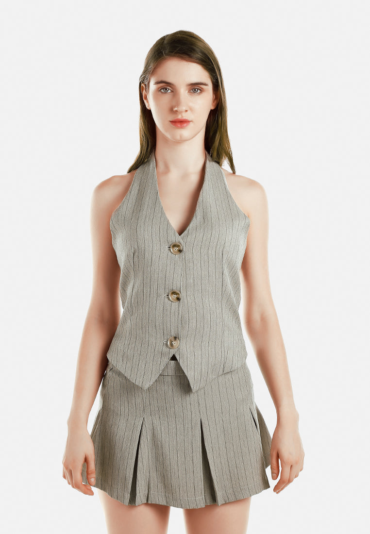 herringbone halterneck top by ruw#color_taupe