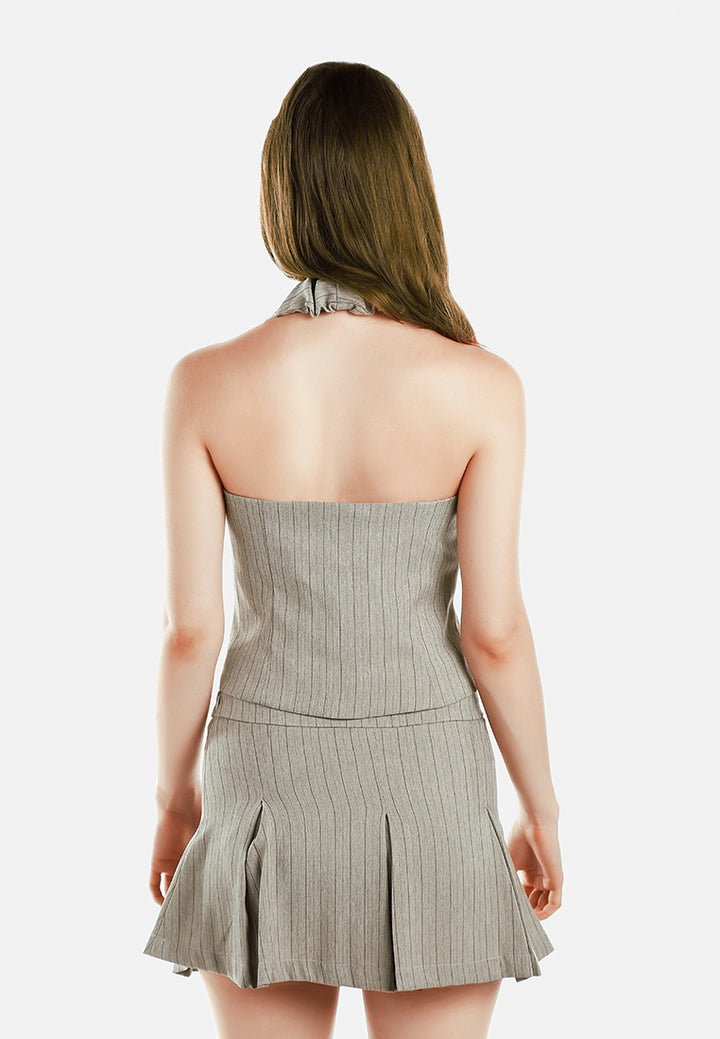 herringbone halterneck top by ruw#color_taupe