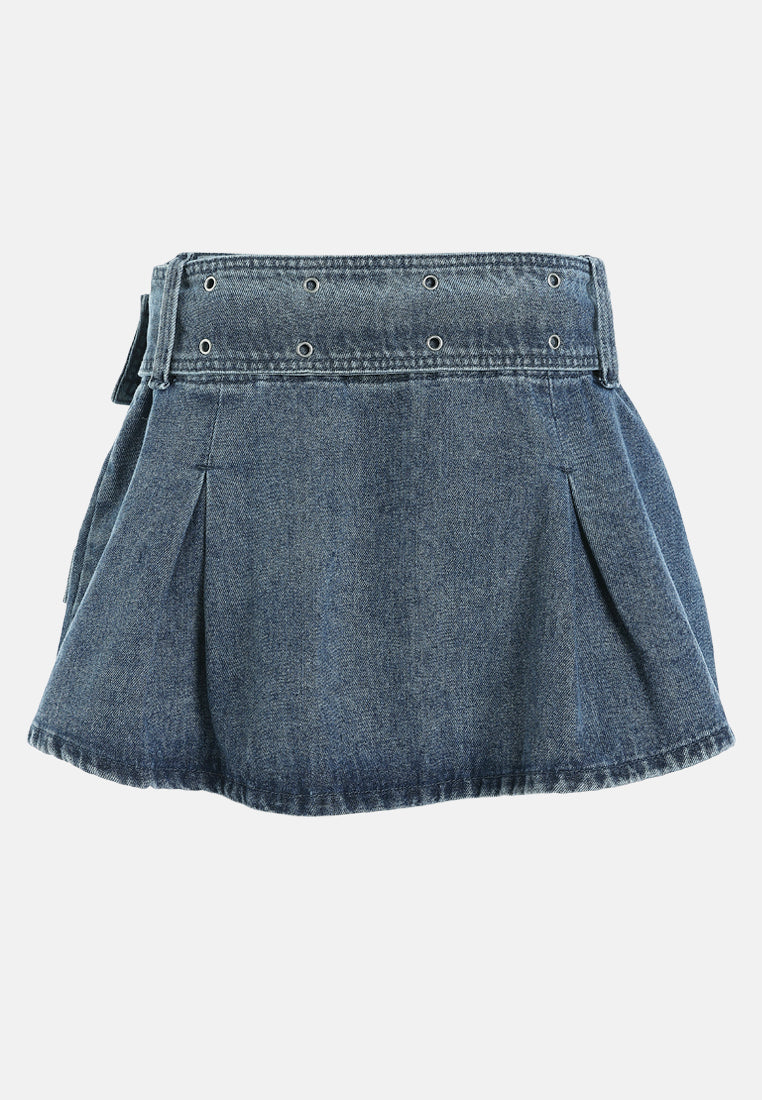 mini pleated cargo skirt by ruw#color_blue