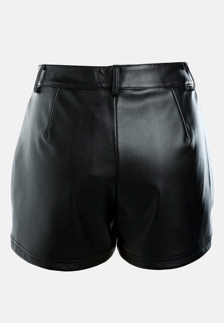 faux leather shorts by ruw#color_black