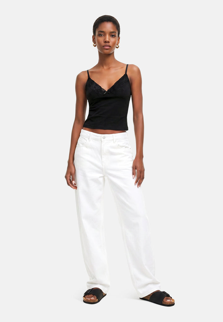 lace detail slip top#color_black