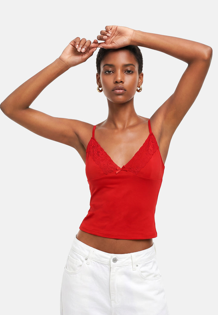 lace detail slip top#color_red