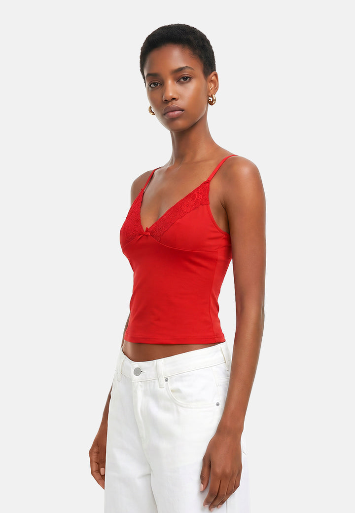 lace detail slip top#color_red