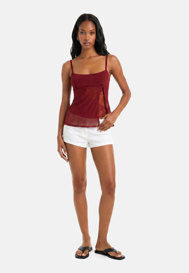 slit detail slip top#color_burgundy