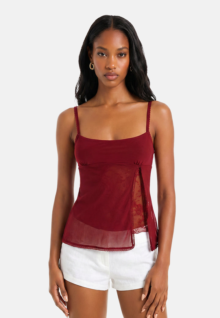 slit detail slip top#color_burgundy