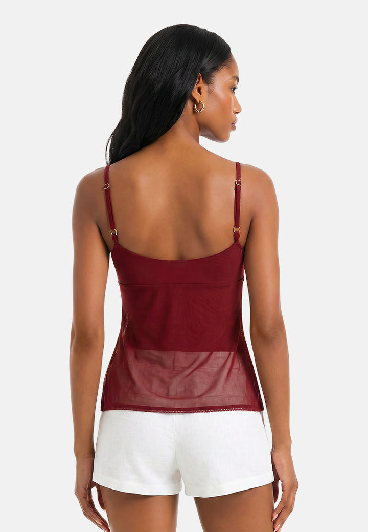 slit detail slip top#color_burgundy