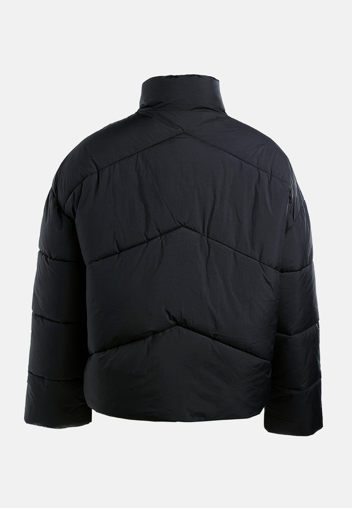 oversized zipper puffer jacket#color_black