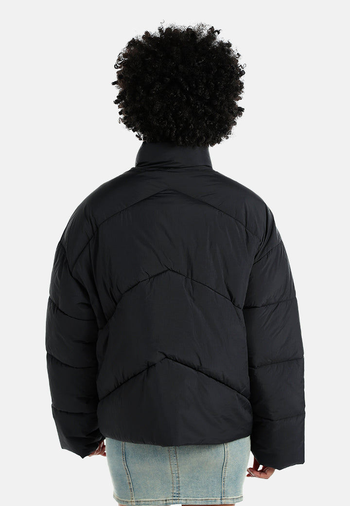 oversized zipper puffer jacket#color_black