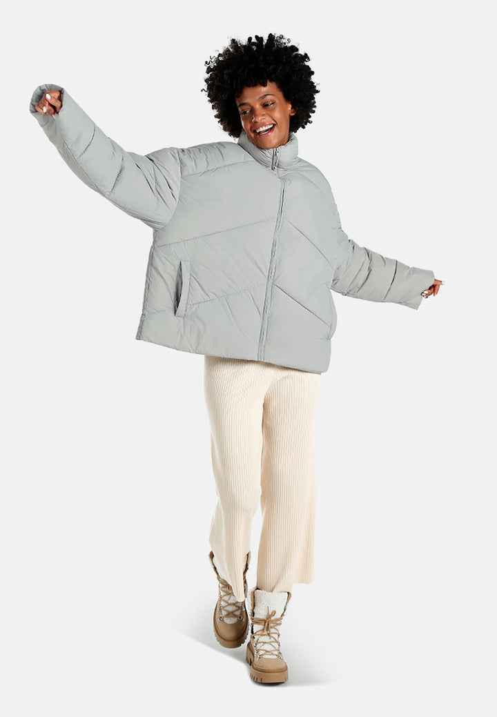 oversized zipper puffer jacket#color_light-grey