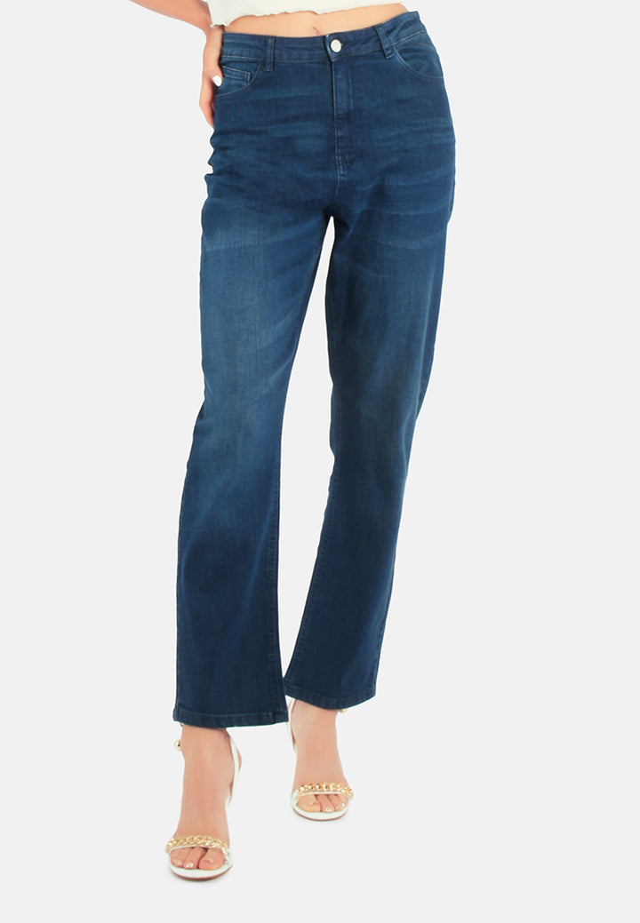 lightly washed mom fit jeans pants#color_dark-blue