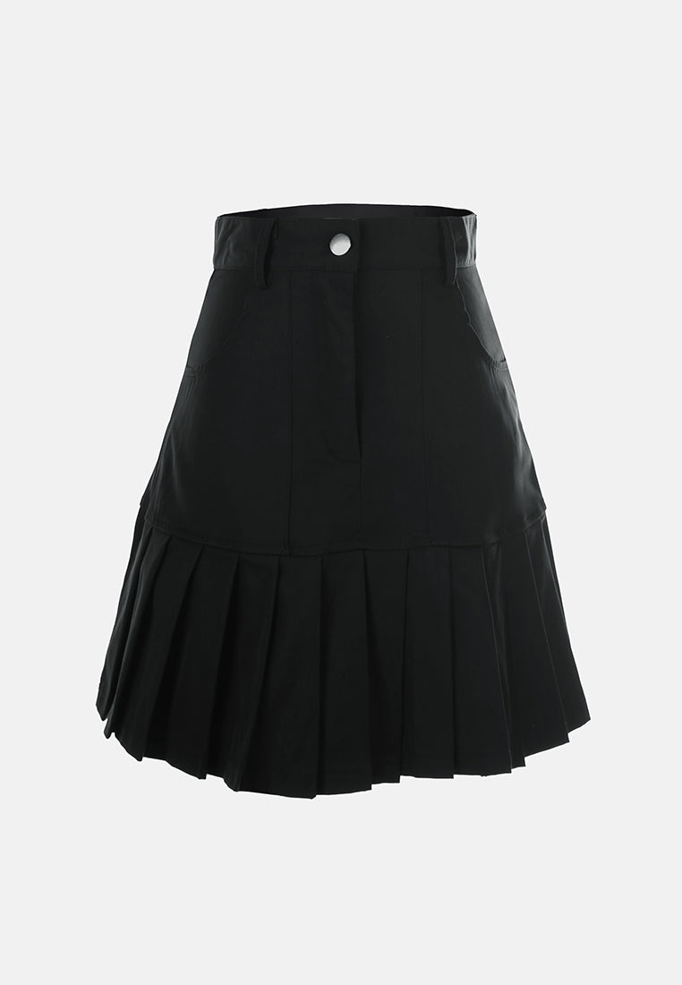 pleated tennis skater skirt#color_black